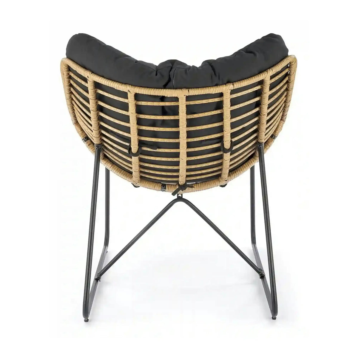 Fotoliu WHISPER, negru/stejar, ratan sintetic/metal, 81x90x90 cm