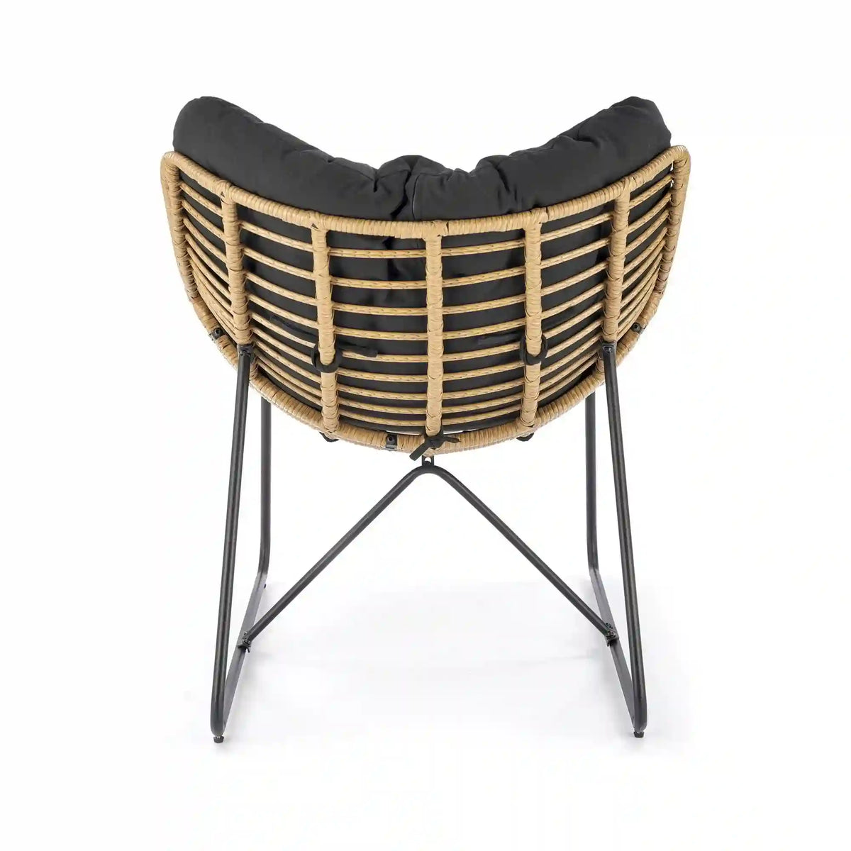 Fotoliu WHISPER, negru/stejar, ratan sintetic/metal, 81x90x90 cm