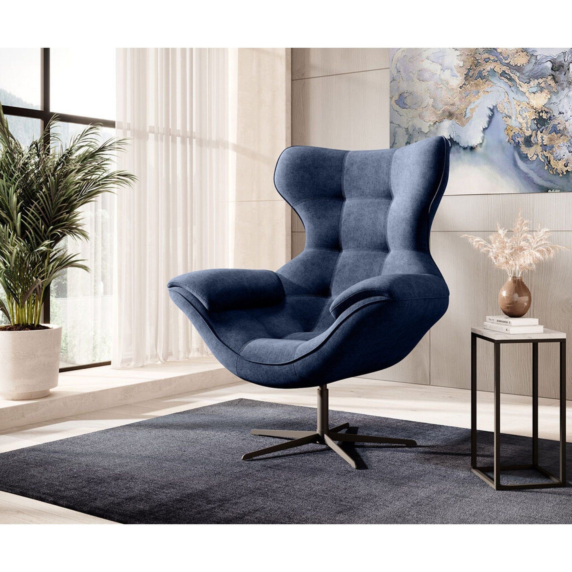 Fotoliu rotativ YOGA, stofa catifelata bej - Monolith 02, 103x84x119 cm