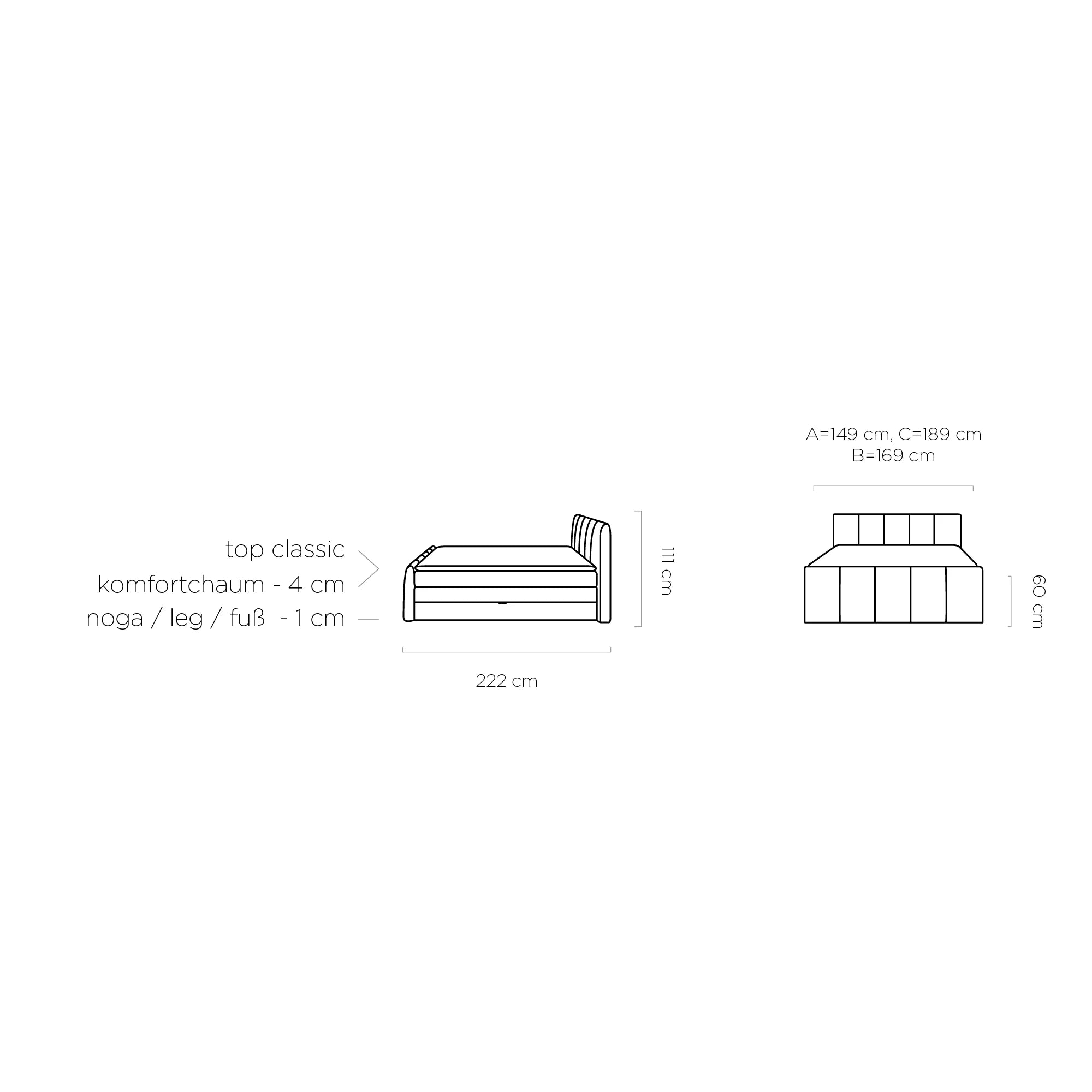 Pat boxspring FRESCO 180x200, personalizabil materiale gama Premium, cu saltele, topper si 2 lazi pentru depozitare