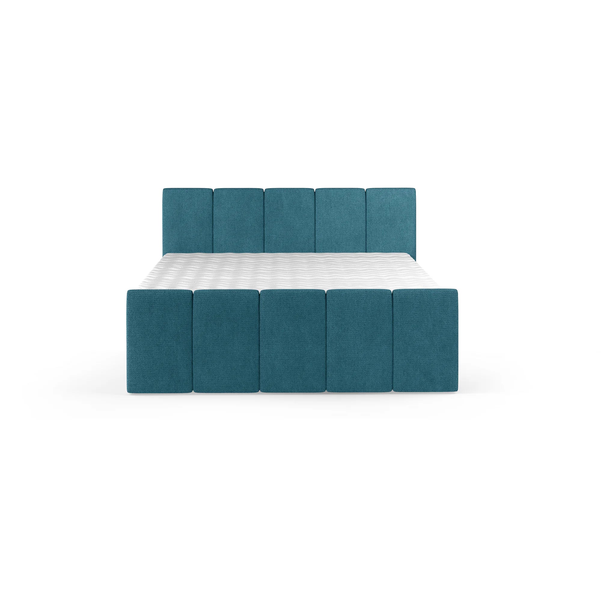 Pat boxspring FRESCO 160x200, personalizabil materiale gama Premium, cu saltele, topper si 2 lazi pentru depozitare