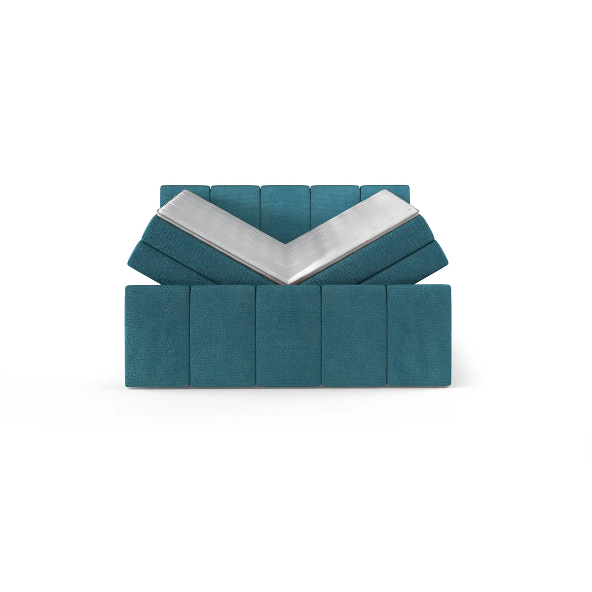 Pat boxspring FRESCO 180x200, personalizabil materiale gama Premium, cu saltele, topper si 2 lazi pentru depozitare