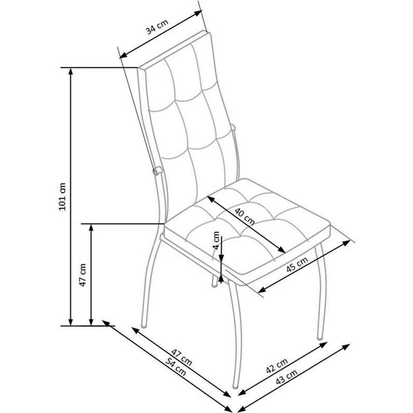 Scaun K209, gri/crom, piele ecologica/metal, 43x54x101 cm