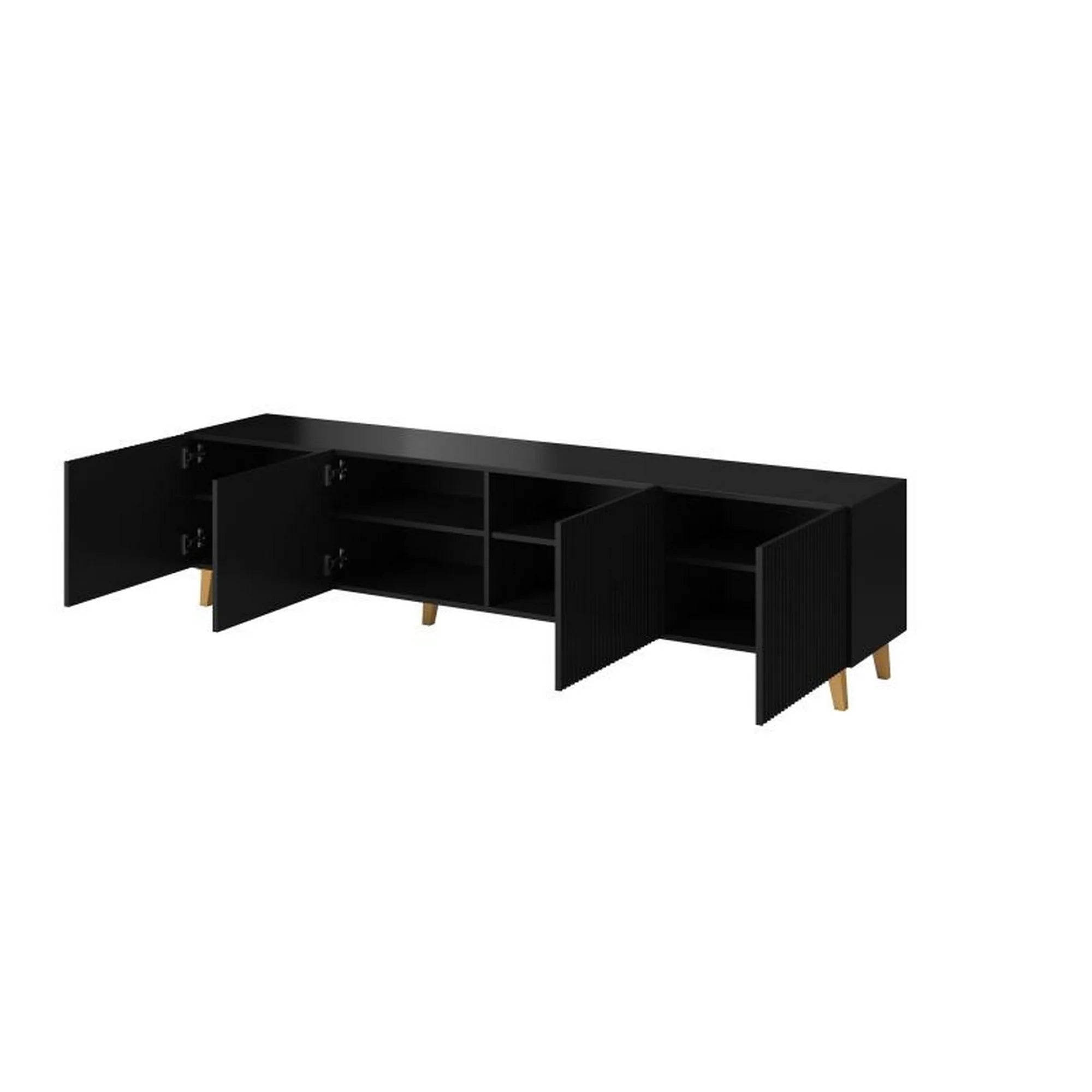 Comoda TV PAFOS, negru, PAL laminat, 200x40x52 cm
