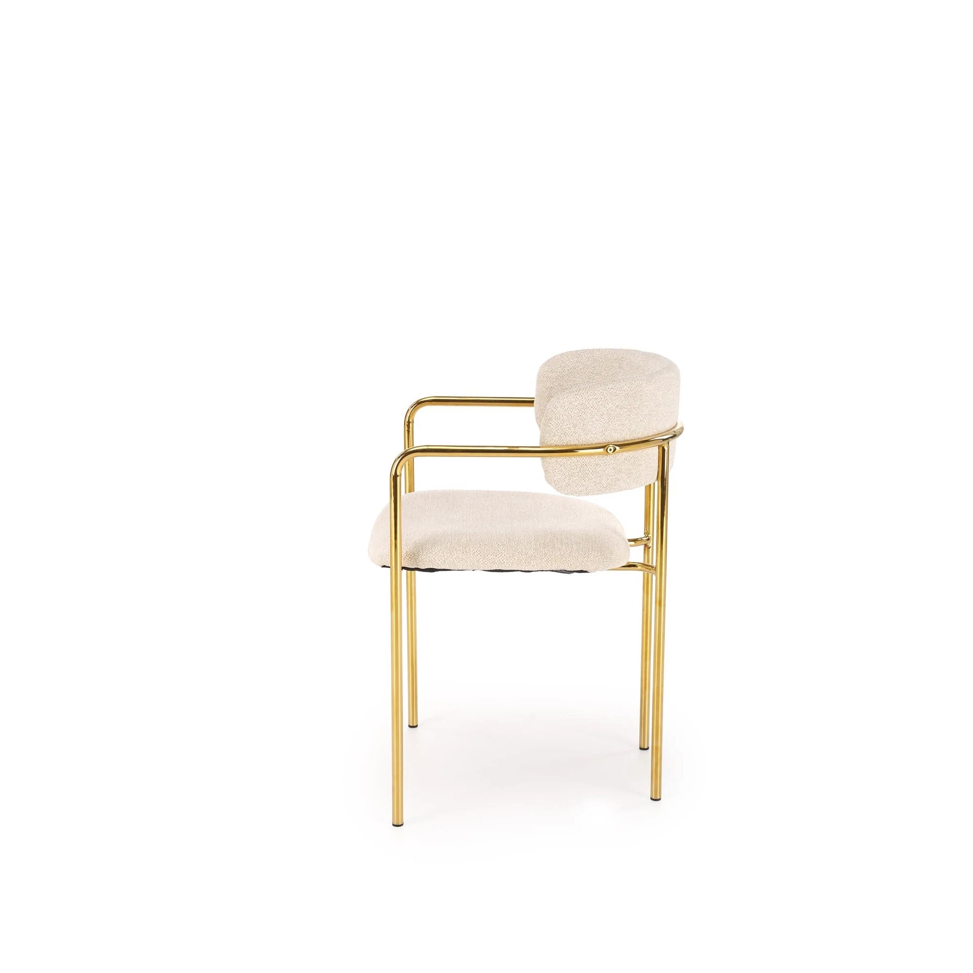 Scaun K537, crem/auriu, stofa clasica/metal, 54x56x76 cm