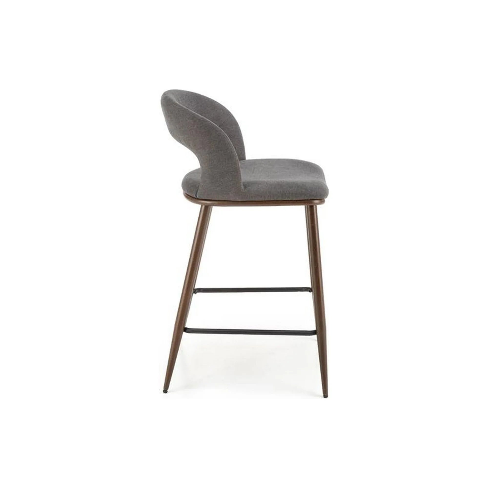 Scaun bar H114, gri/nuc, stofa clasica/otel, 48x52x92 cm