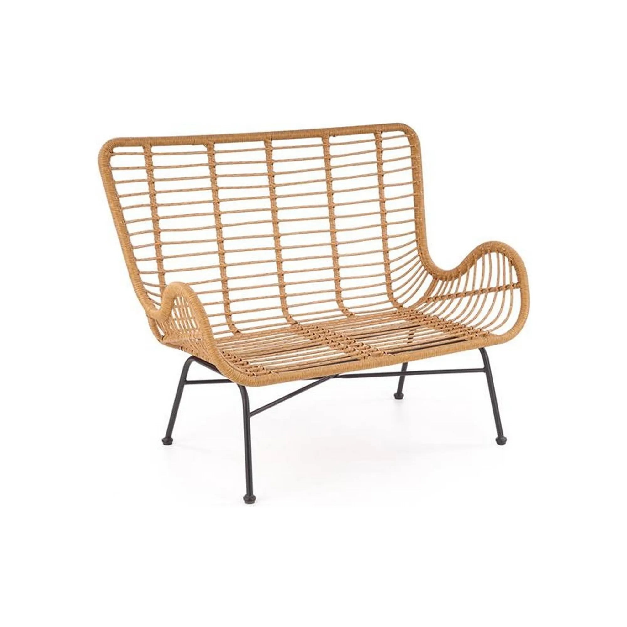 Canapea gradina IKARO XL, stejar/gri, ratan sintetic/stofa clasica, 120x70x96 cm