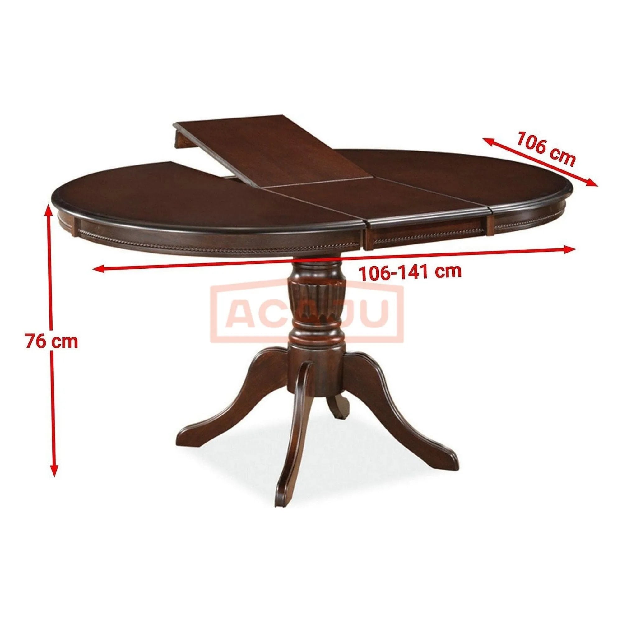 Masa extensibila OLIVIA, nuc inchis, 106/141x106x76 cm
