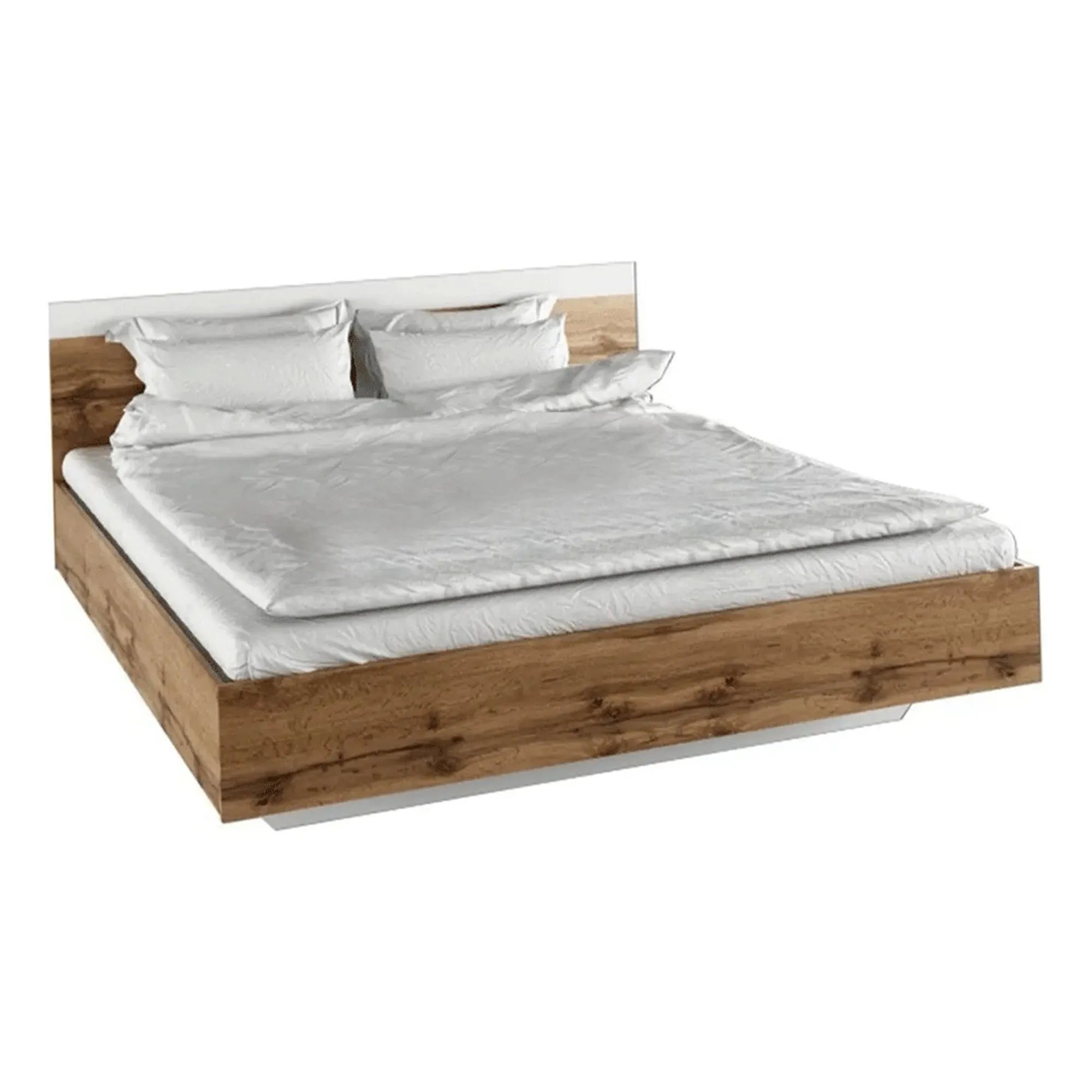 Cadru pat GABRIELA 160x200, stejar wotan/alb, DTD laminat