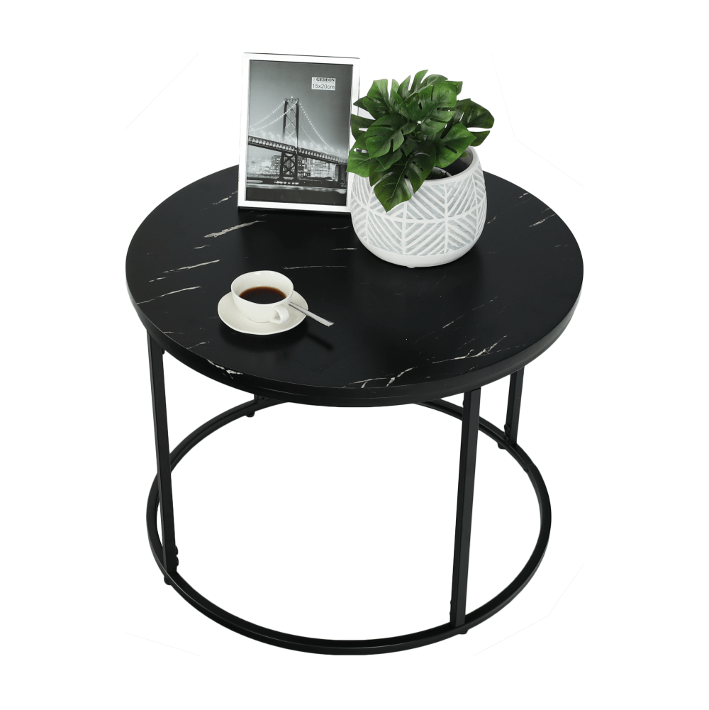 Masuta de cafea GAGIN, negru cu efect de marmura, 60x60x45 cm