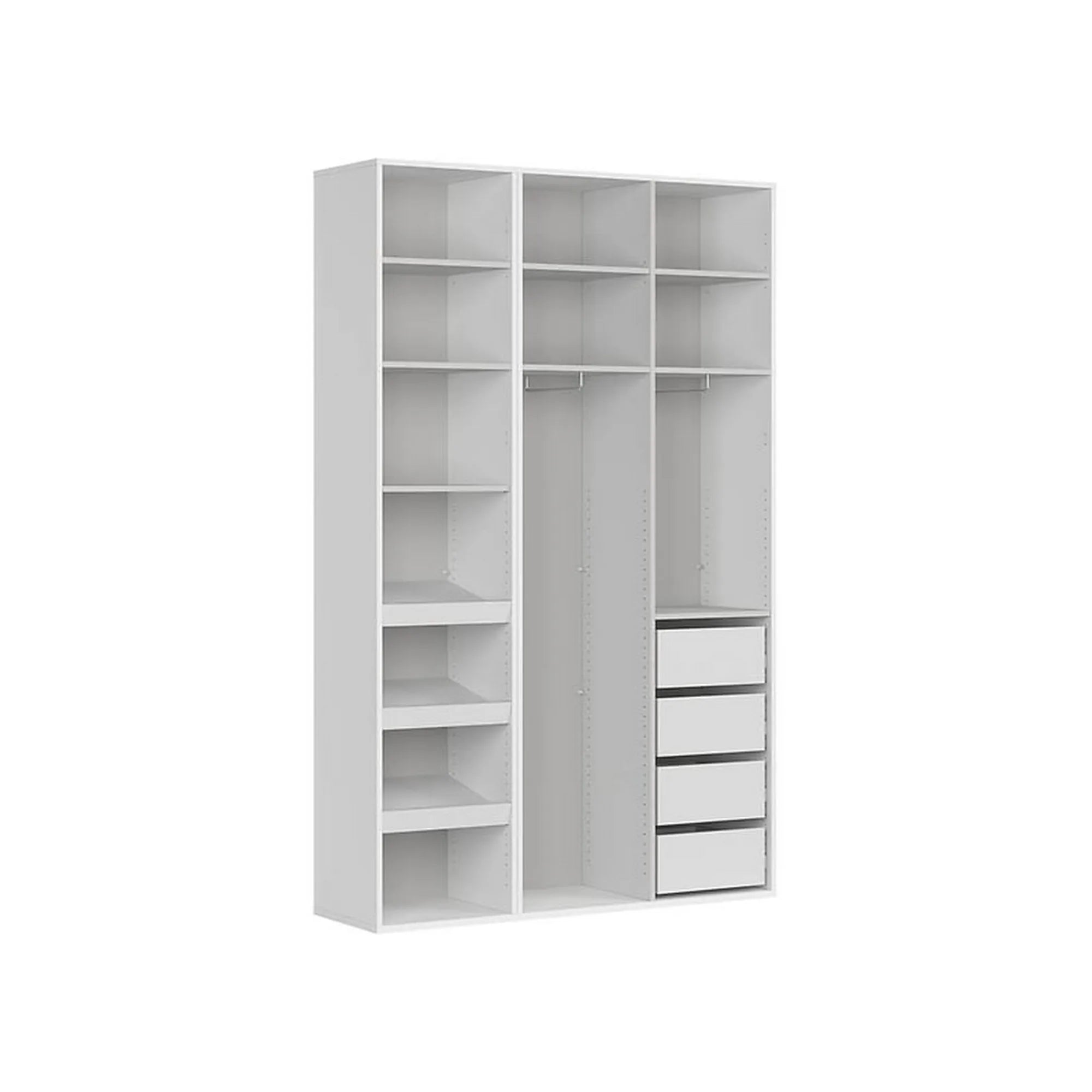 Dulap FLEX, alb, PAL, cu 3 usi si oglinda, 150x45x240 cm