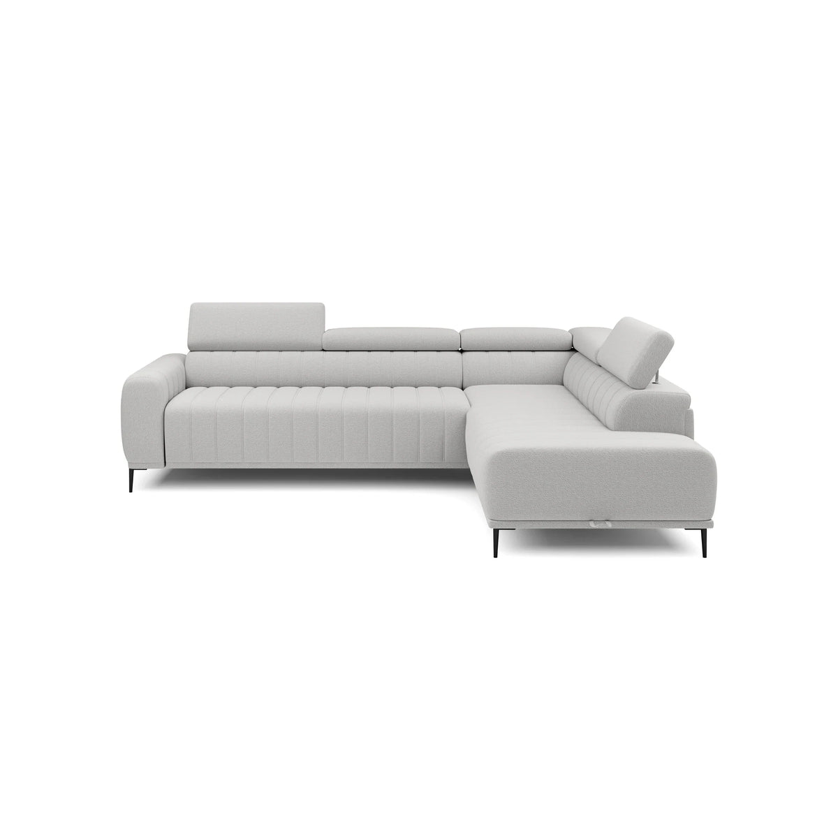 Coltar extensibil GANDI 160, sezlong dreapta, stofa catifelata gri grafit - Element 22, Gama Premium, cu lada depozitare, 301x204x99 cm