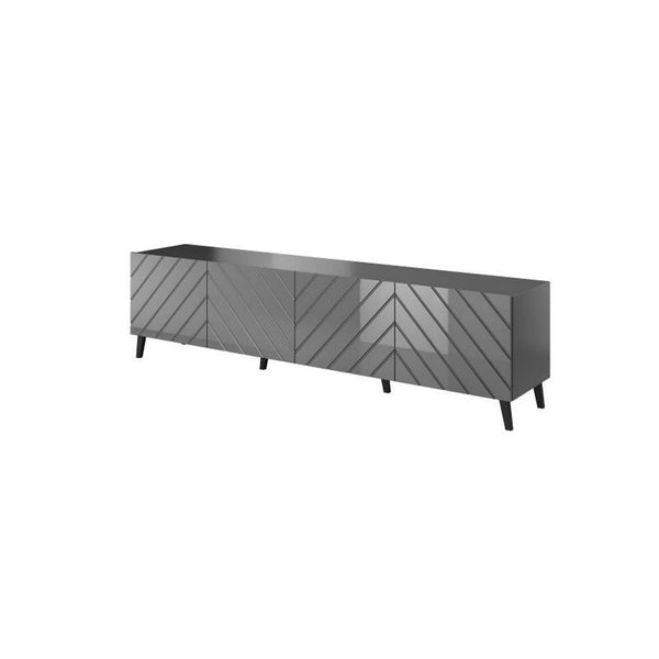 Comoda TV ABETO, gri grafit/negru, PAL/plastic, 200x42x52 cm