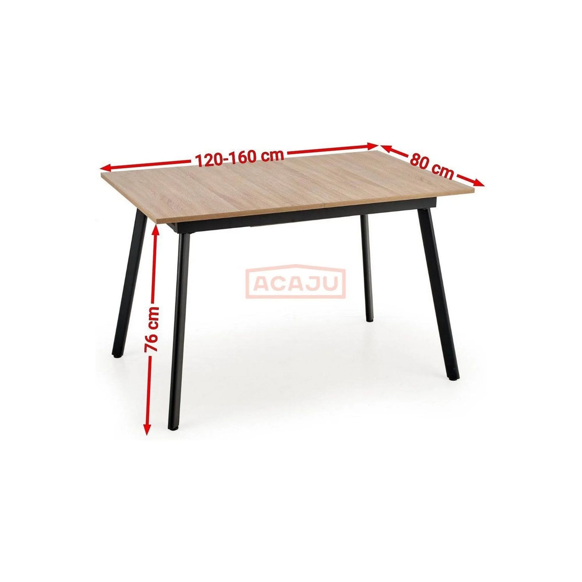 Masa extensibila ALBON, stejar sonoma/negru, 120/160x80x76 cm