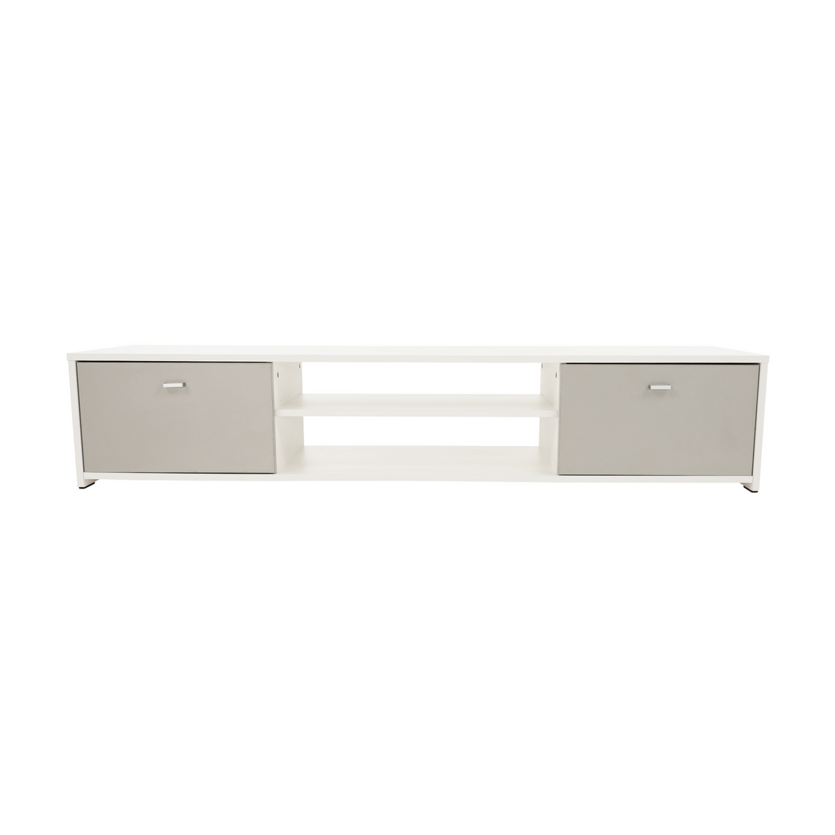 Mobilier living GENTA, PAL melaminat, alb/gri, 4 piese, 210x42x180 cm