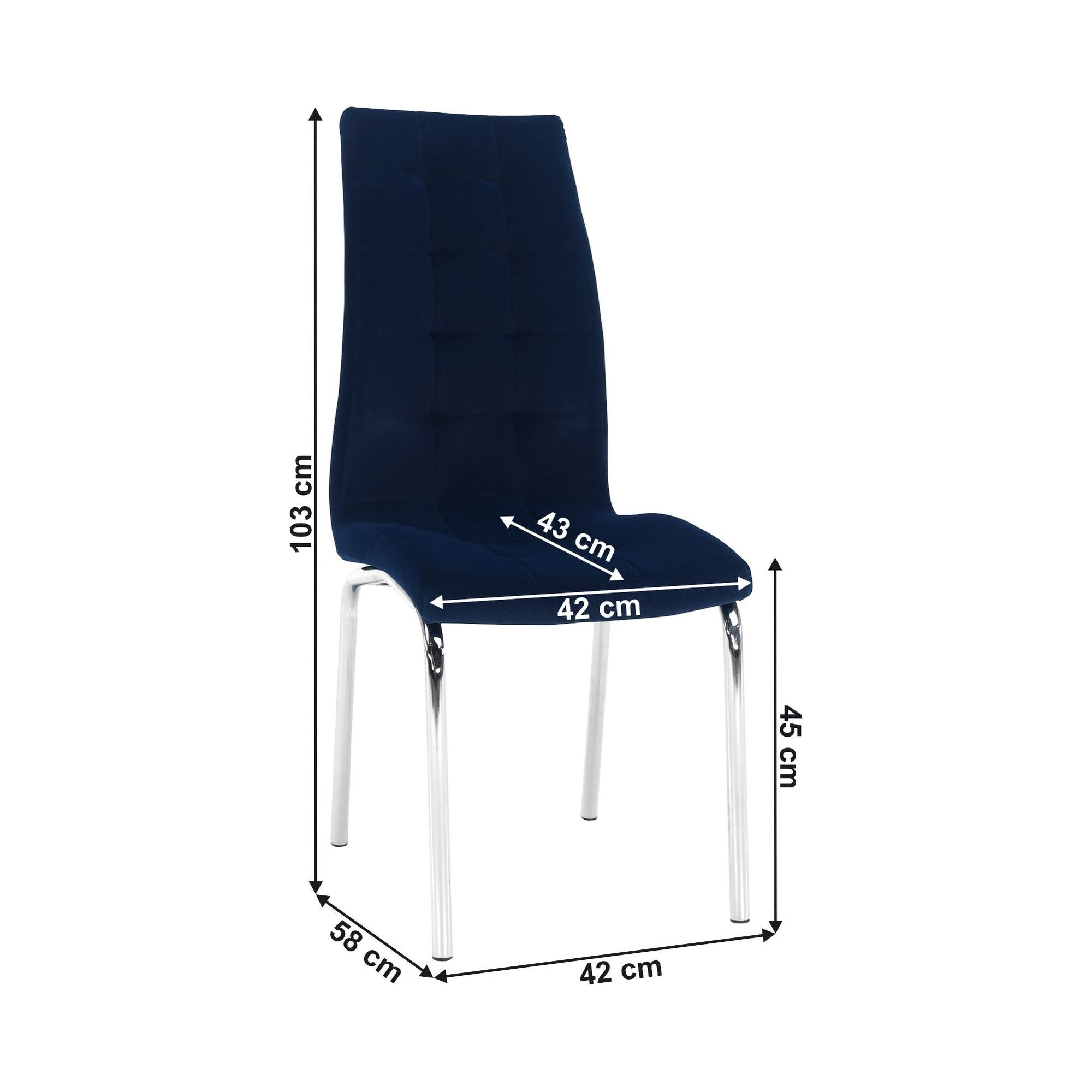 Scaun GERDA NEW, albastru, stofa clasica/metal, 42x58x103 cm