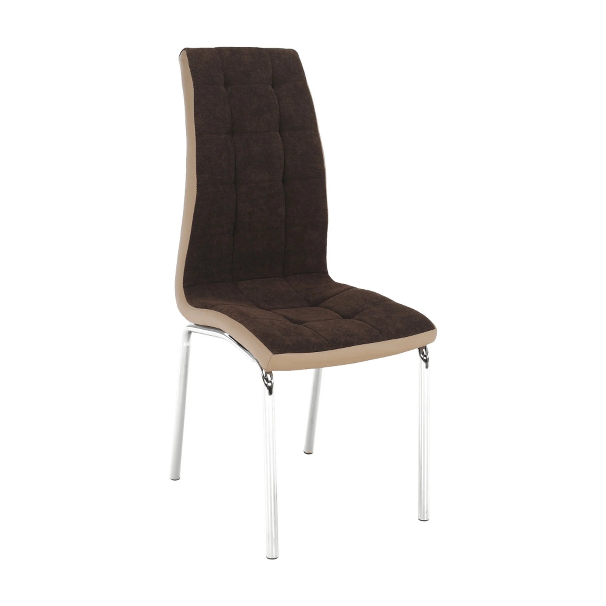 Scaun bucatarie GERDA NEW, maro/bej/crom, textil/piele ecologica, 42x58x103 cm