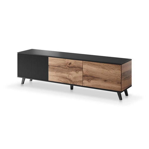Comoda TV RANDOM, stejar wotan/negru, PAL furniruit, 180x40x52 cm