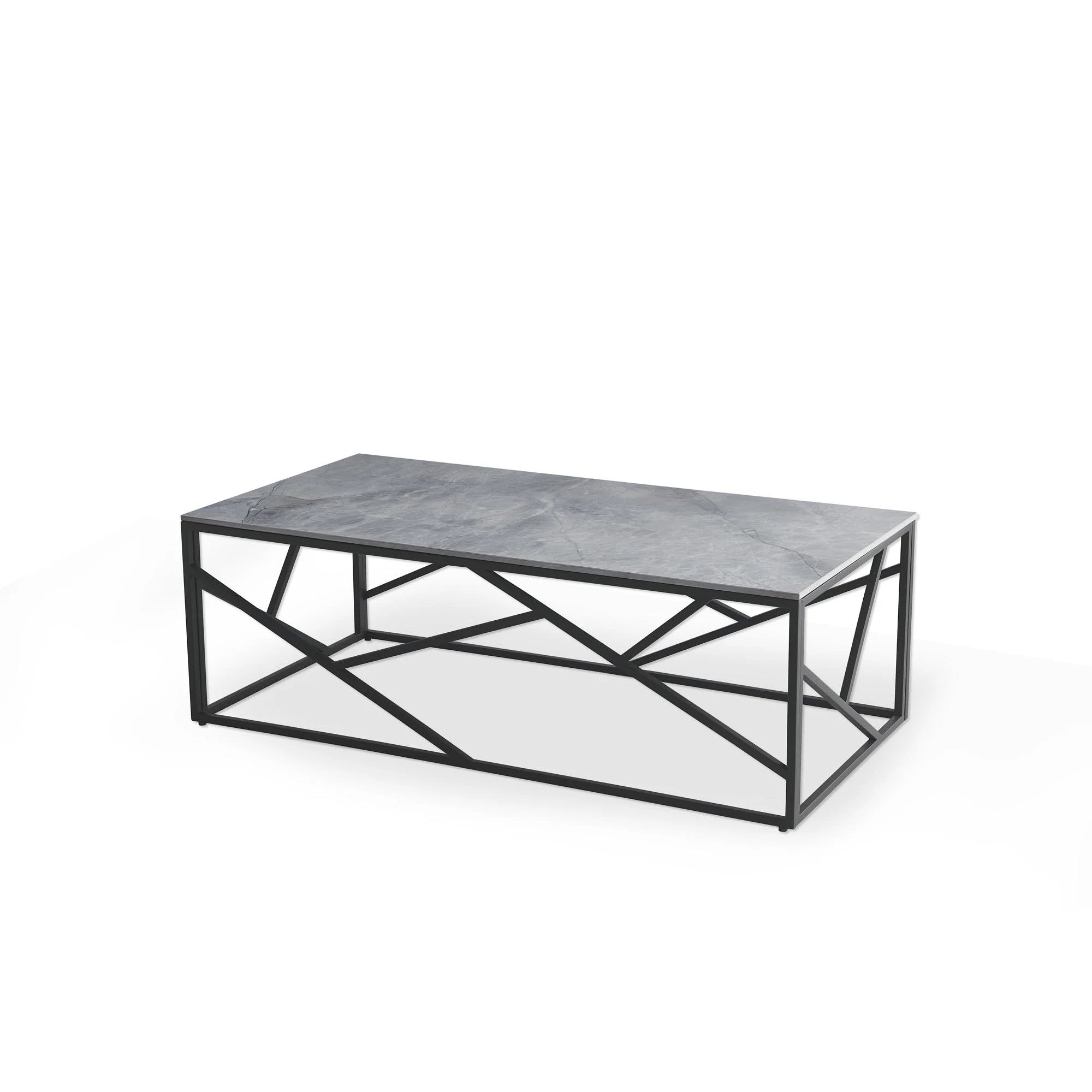 Masuta cafea UNIVERSE 2, gri/negru, ceramica/metal, 120x60x45 cm