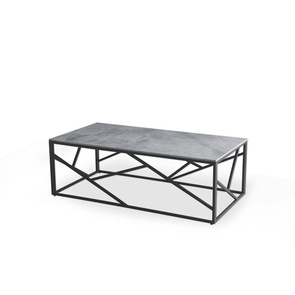 Masuta cafea UNIVERSE 2, gri/negru, ceramica/metal, 120x60x45 cm