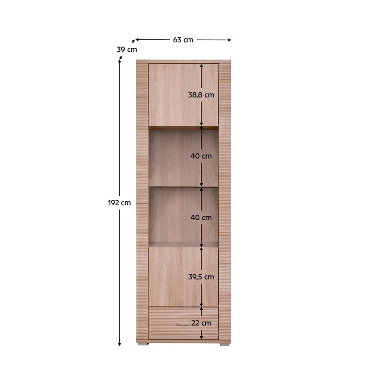 Vitrina GRAND tip 5, stejar sonoma, PAL laminat, 63x39x192 cm