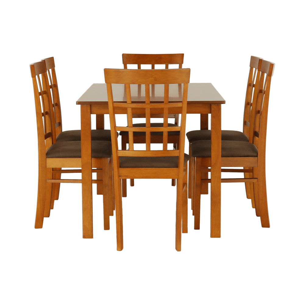 Set masa si 6 scaune GRID NEW, cires/maro