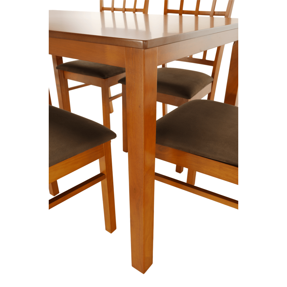 Set masa si 6 scaune GRID NEW, cires/maro