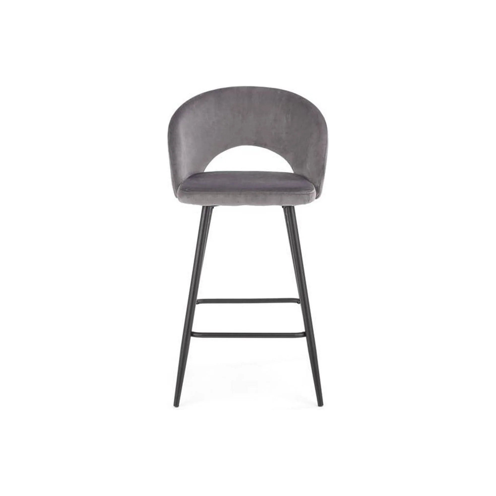 Scaun bar H96, gri/negru, stofa/otel, 48x49x89 cm