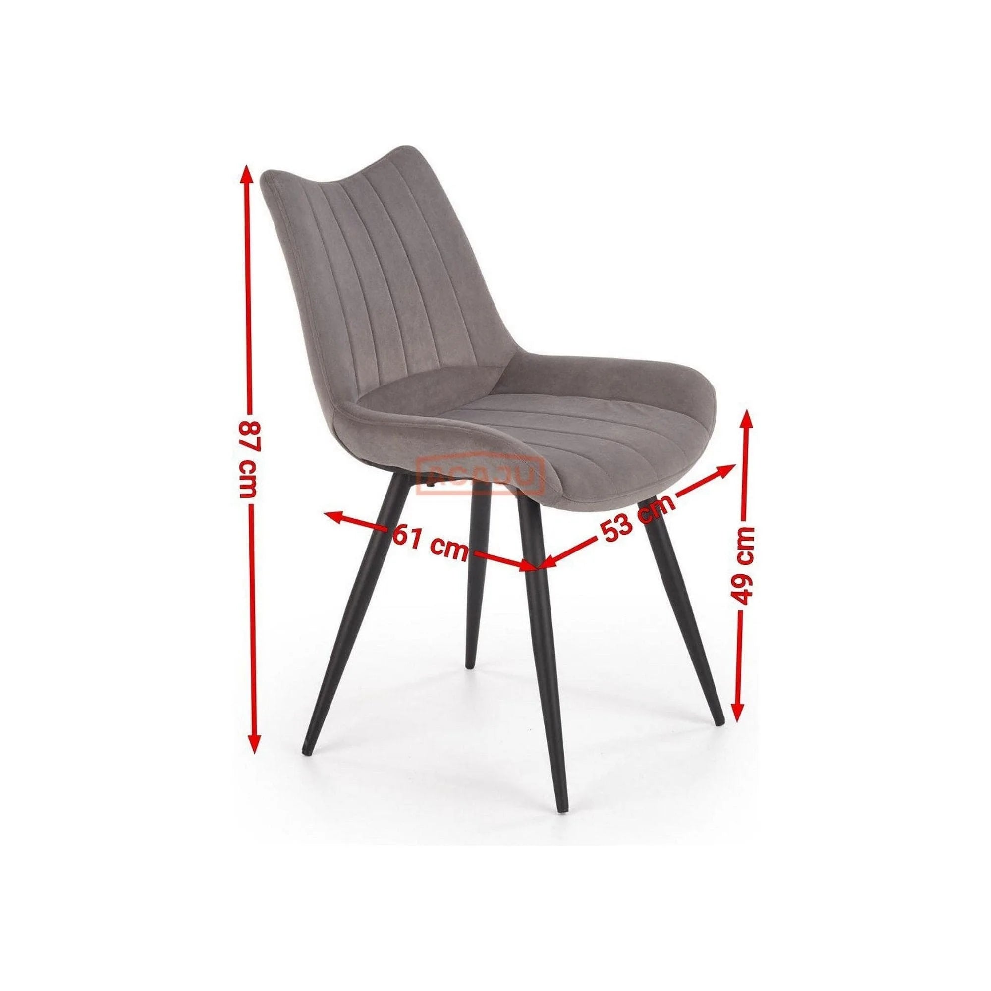 Scaun tapitat K388, verde/negru, stofa catifelata/metal, 53x61x87 cm