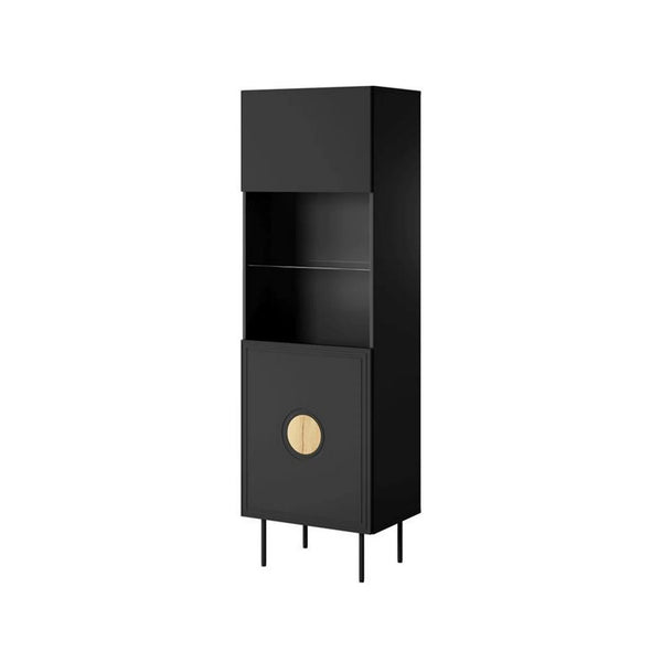 Vitrina PALAZZO, negru, PAL laminat/sticla, 60x42x190 cm