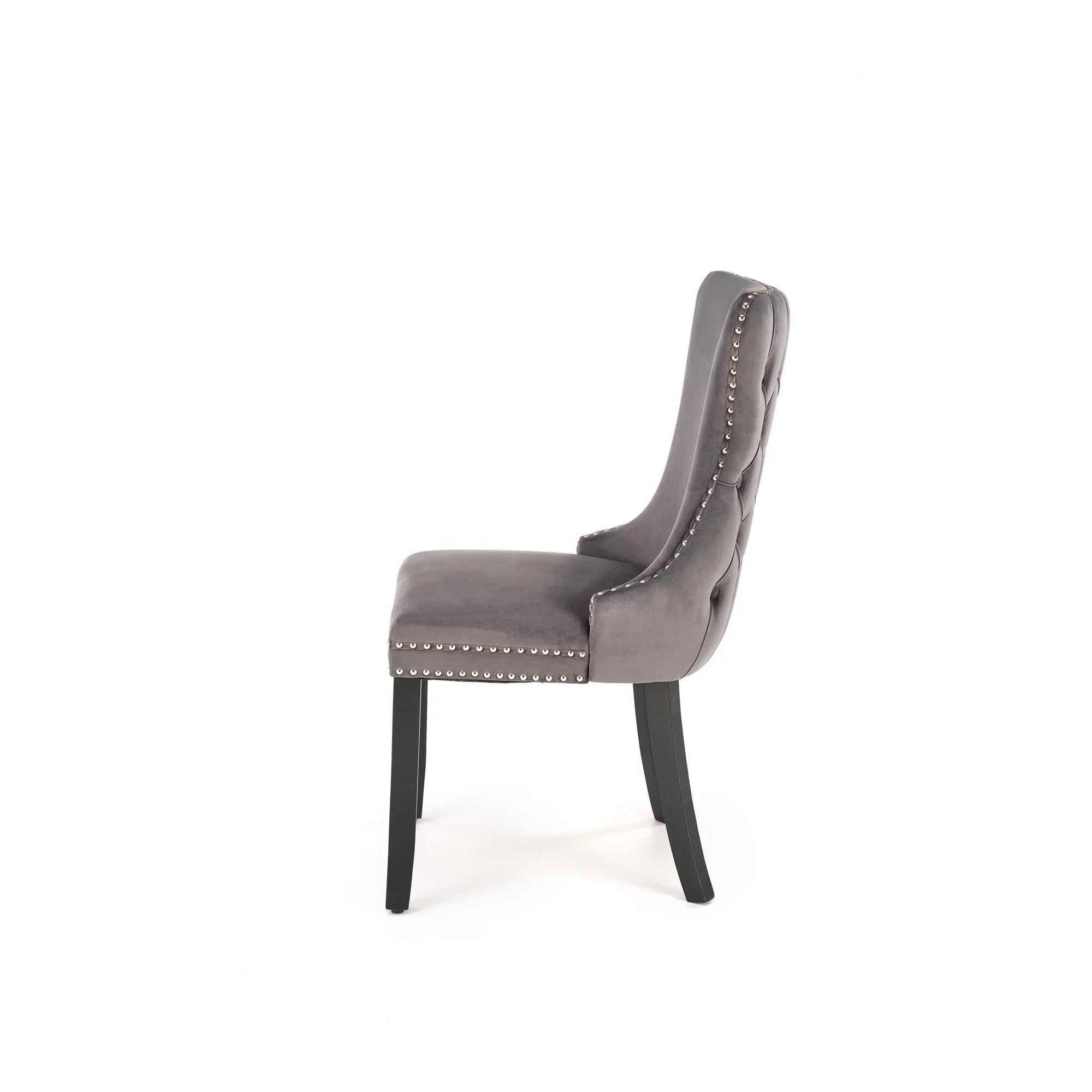 Scaun ALDA, gri/negru, stofa catifelata/lemn, 50x62x95 cm