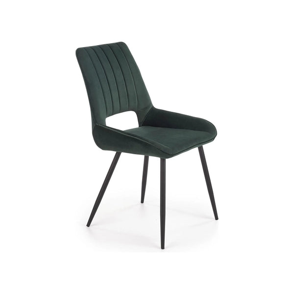 Scaun tapitat K404, verde/negru, stofa/metal, 52x58x88 cm