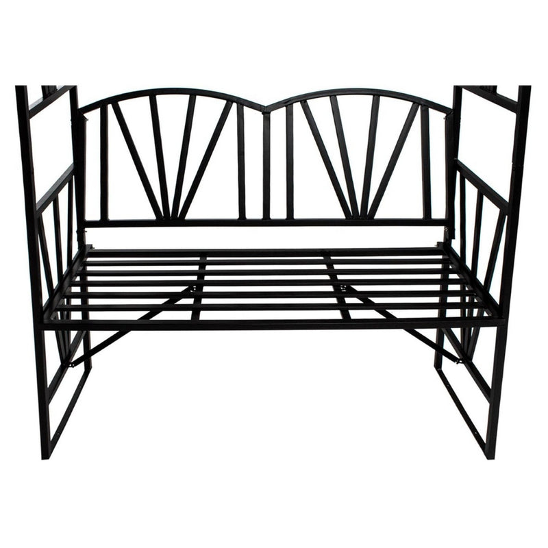 Banca cu pergola HAIFA, negru, metal, 114x42x210 cm