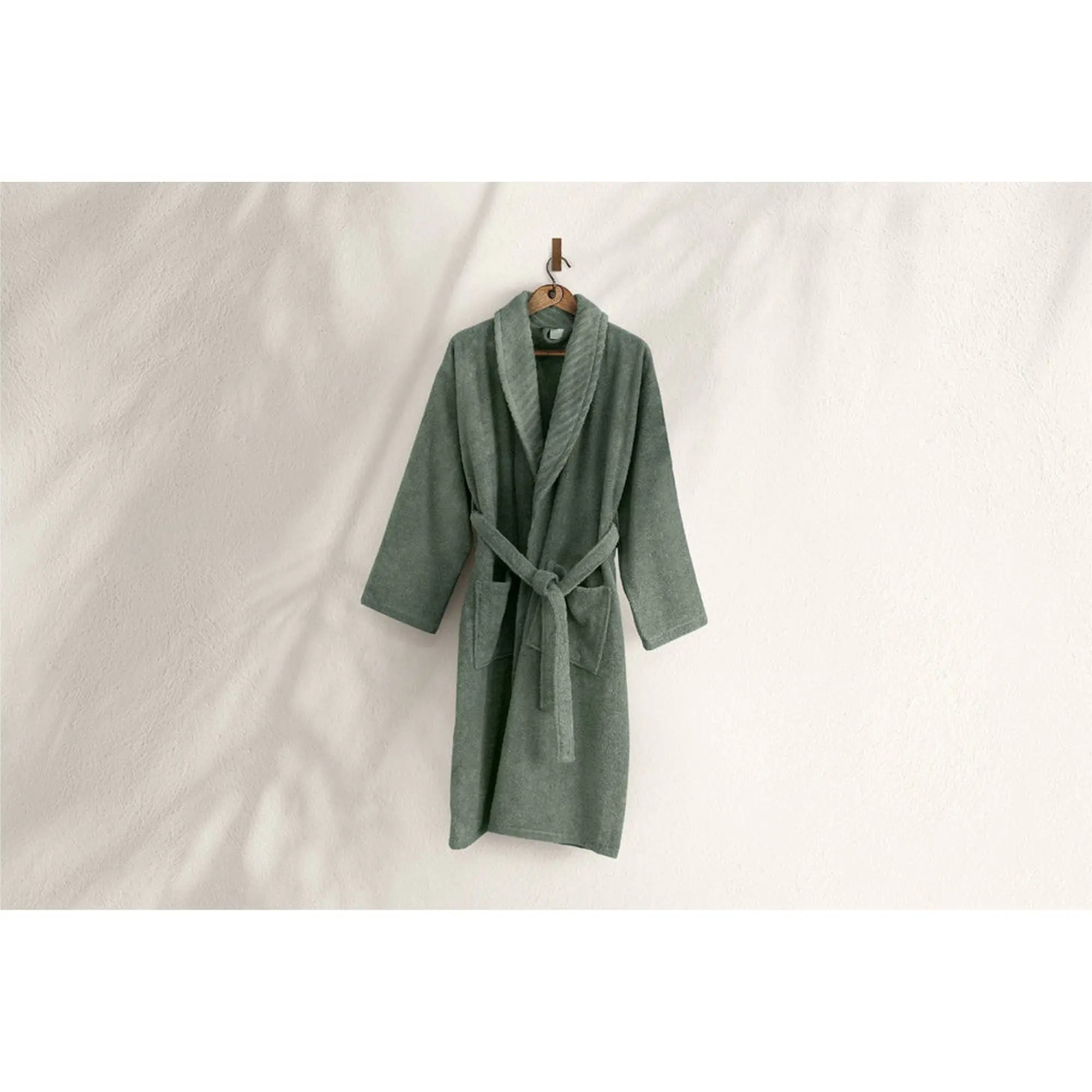 Halat baie 1040A-071-1, verde, bumbac, marime S/M