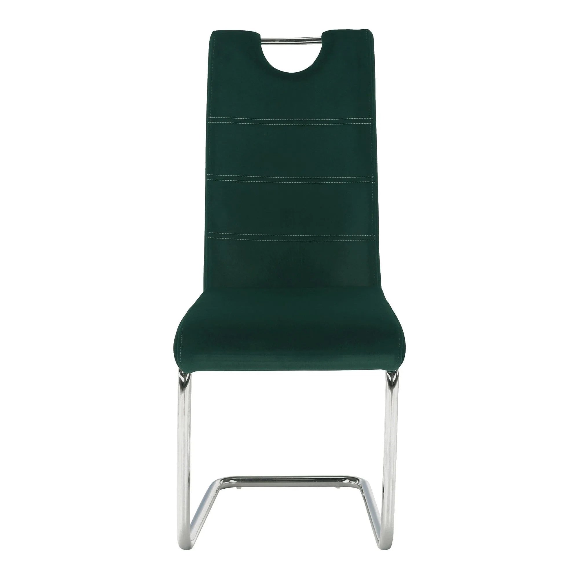 Scaun ABIRA NEW, verde smarald/crom, stofa catifelata/metal, 43x44x96 cm