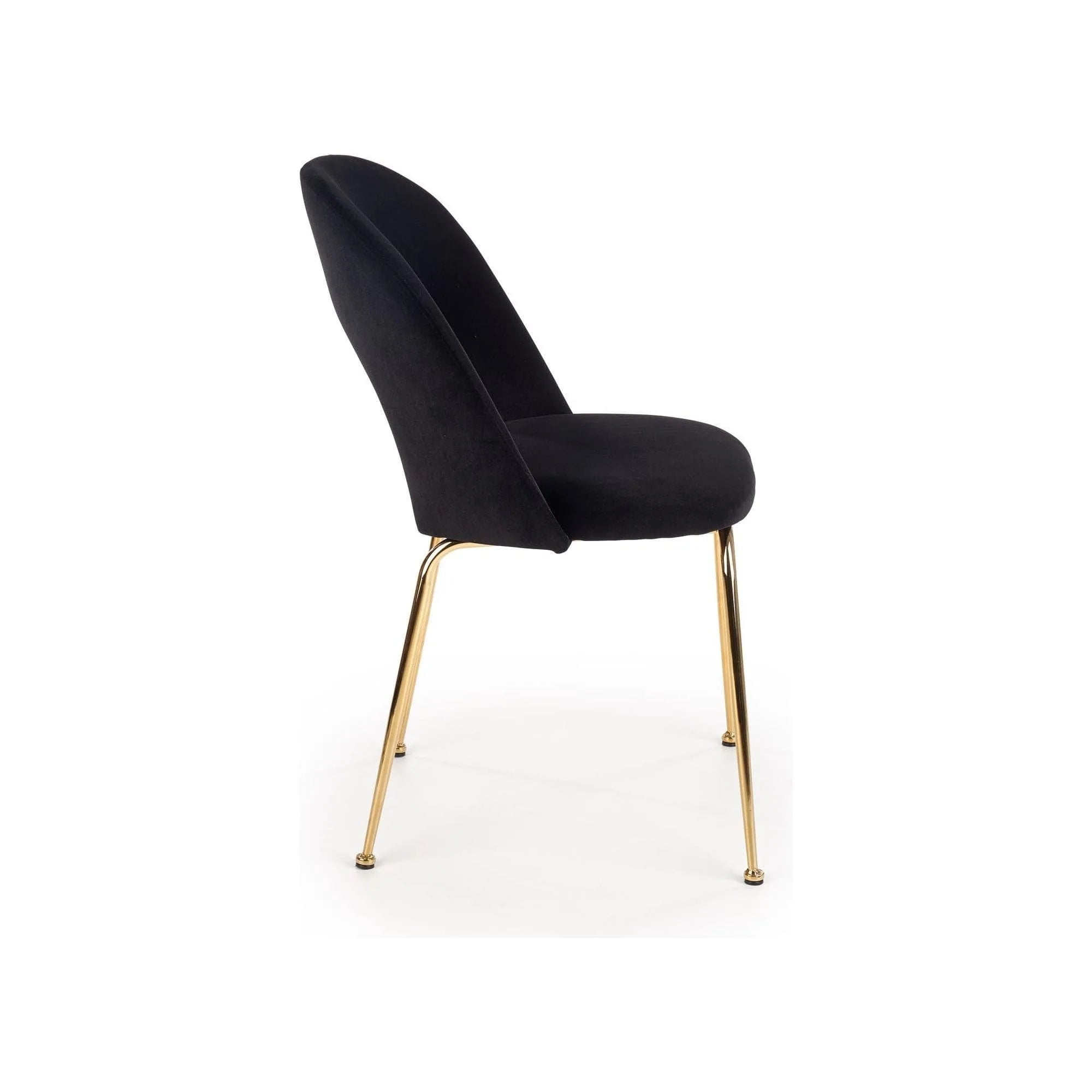Scaun tapitat K385, negru/auriu, stofa catifelata/metal, 54x59x88 cm