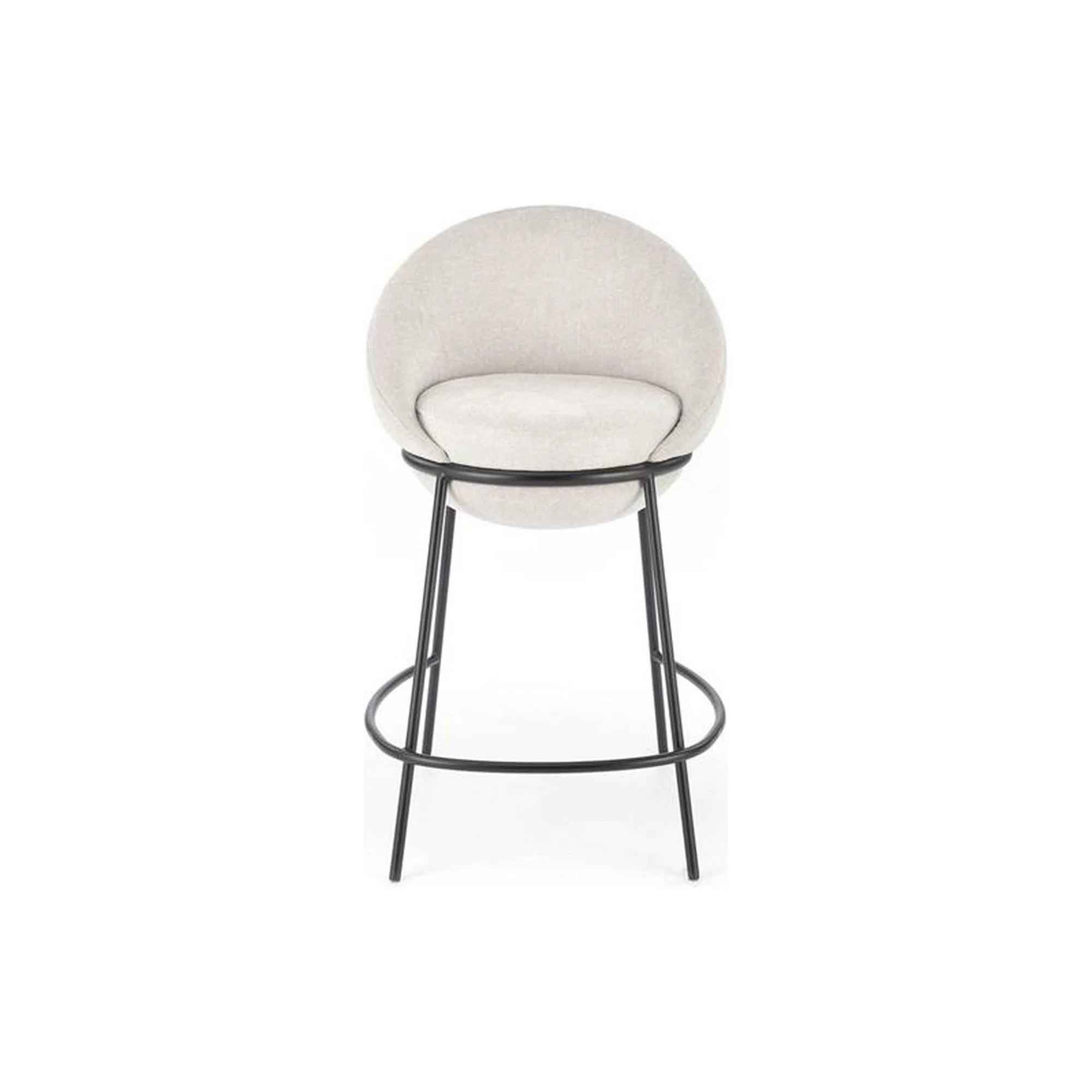 Scaun bar H118, bej deschis/negru, stofa clasica/otel, 53x57x90 cm