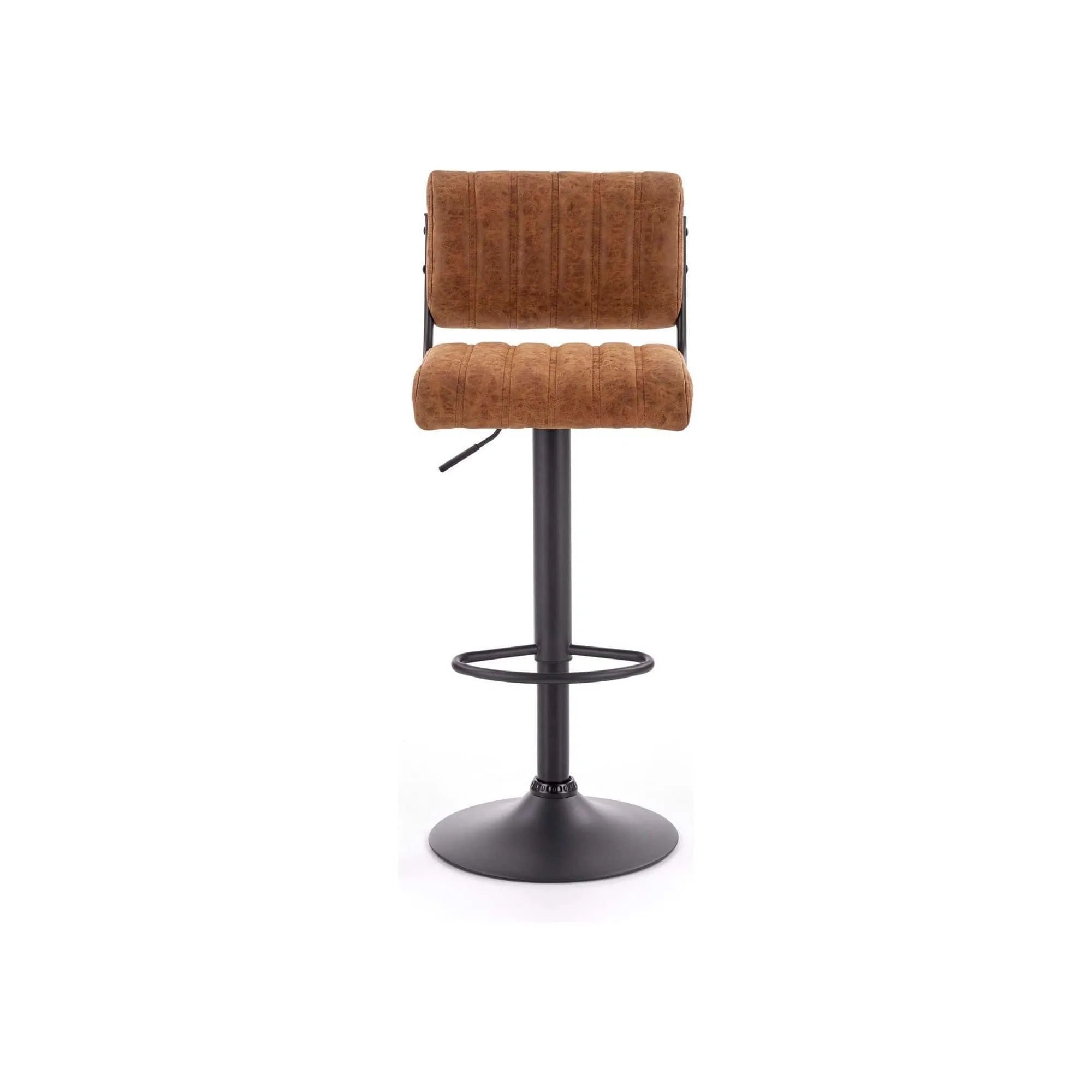 Scaun bar H88, maro/negru, piele ecologica/otel, 39x46x89/109 cm