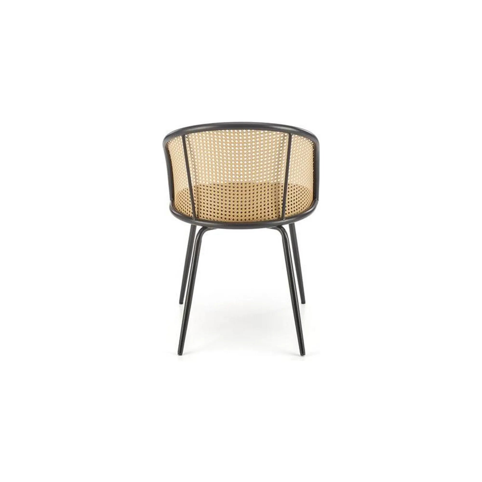Scaun K508, gri/negru, stofa catifelata/rattan sintetic, 54x57x78 cm