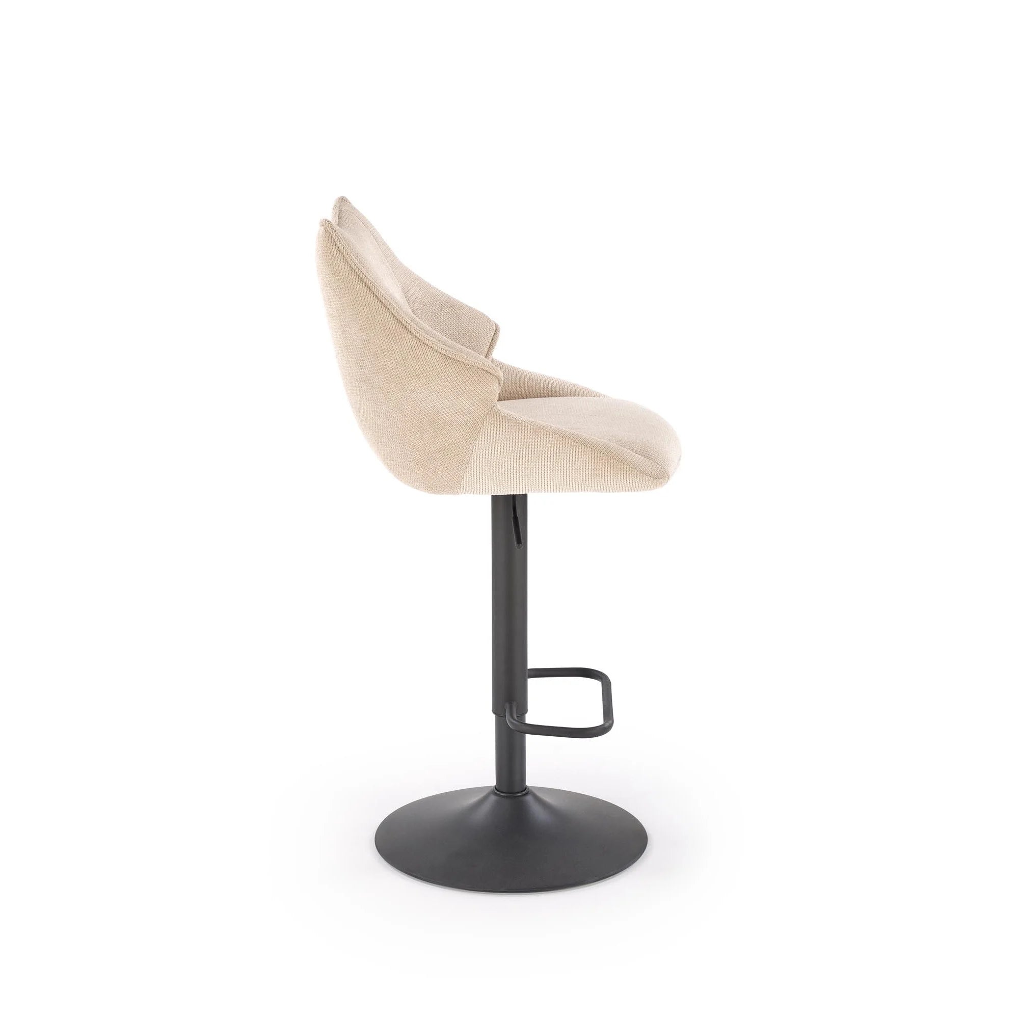 Scaun bar H122, bej/negru, stofa clasica/metal, 50x54x96/118 cm