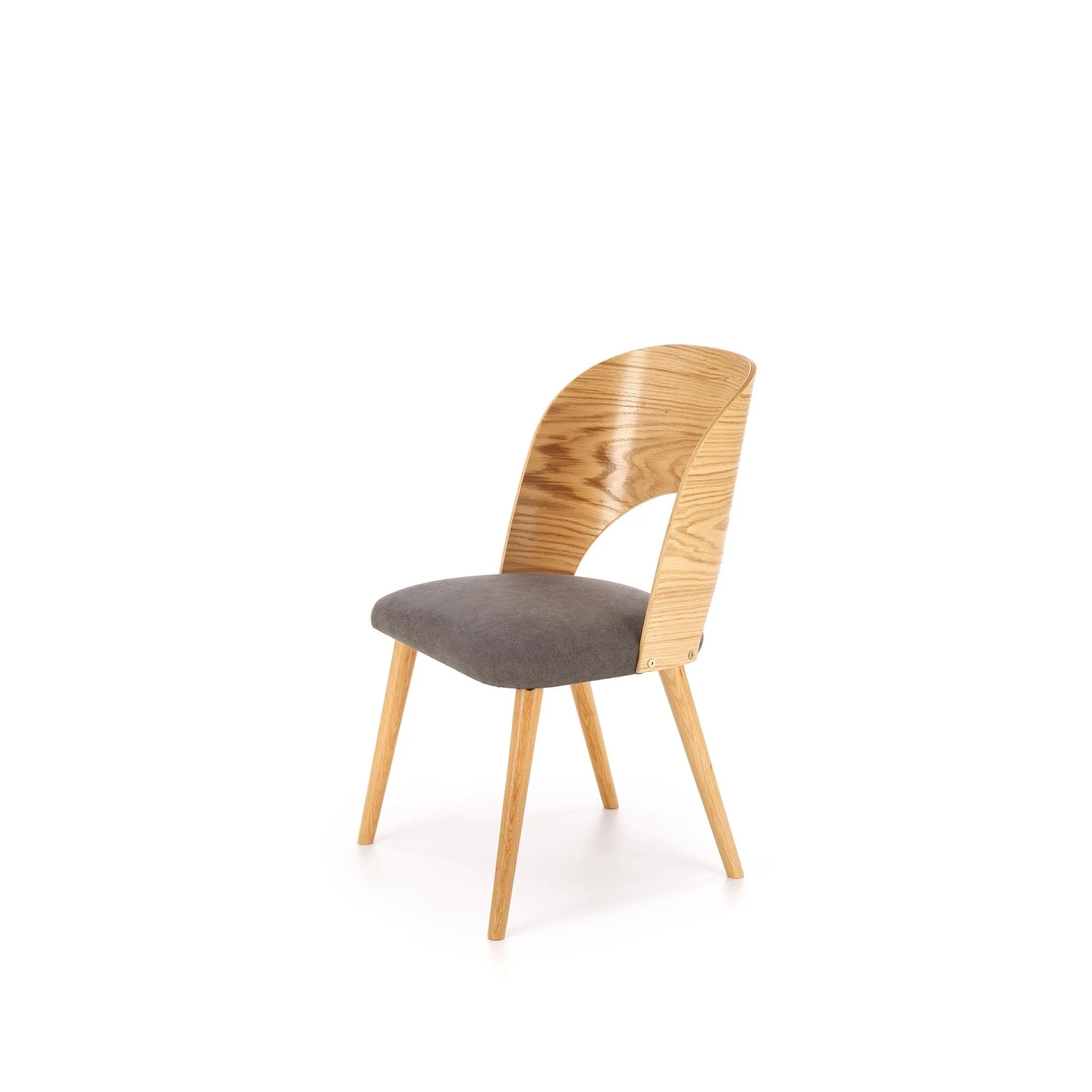Scaun CADIZ, stejar/gri, stofa/placaj/lemn, 52x58x83 cm