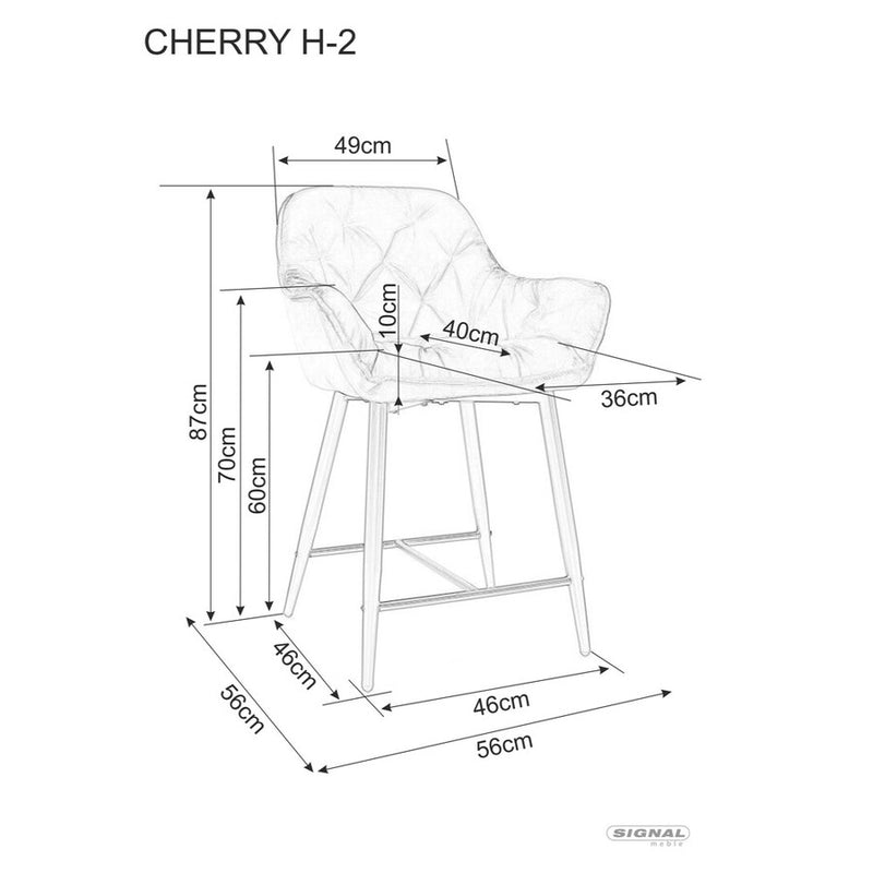 Scaun pentru bar CHERRY H-2, stofa catifelata, bej, 56x40x88 cm