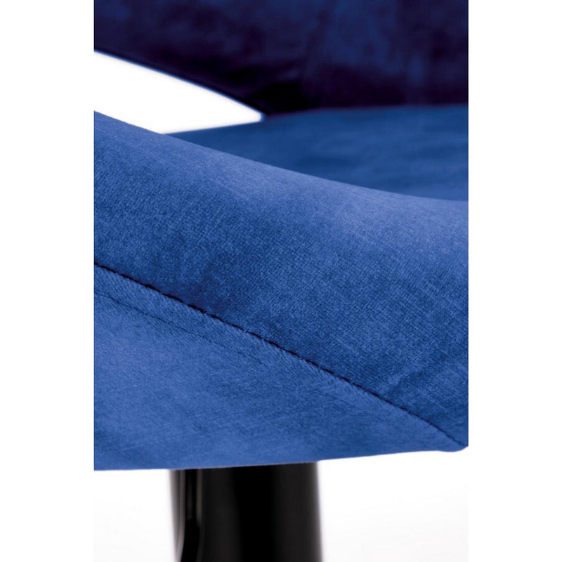 Scaun bar H102, albastru, stofa catifelata, 53x48x100 cm
