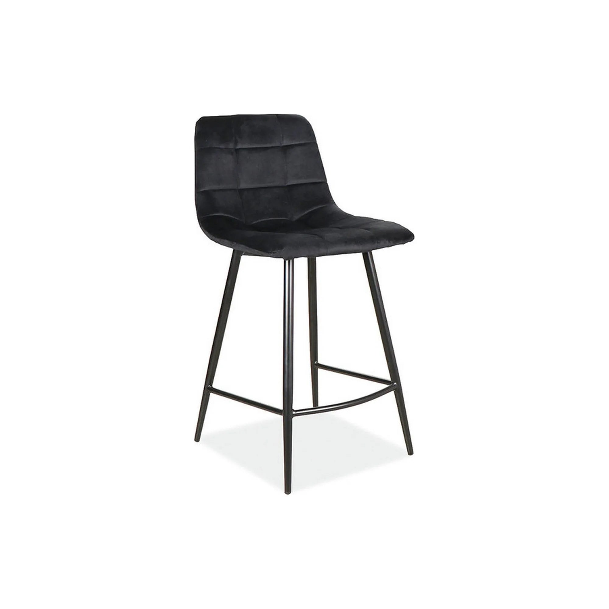 Scaun bar MILA H-2, negru, stofa catifelata/metal, 43x38x87 cm
