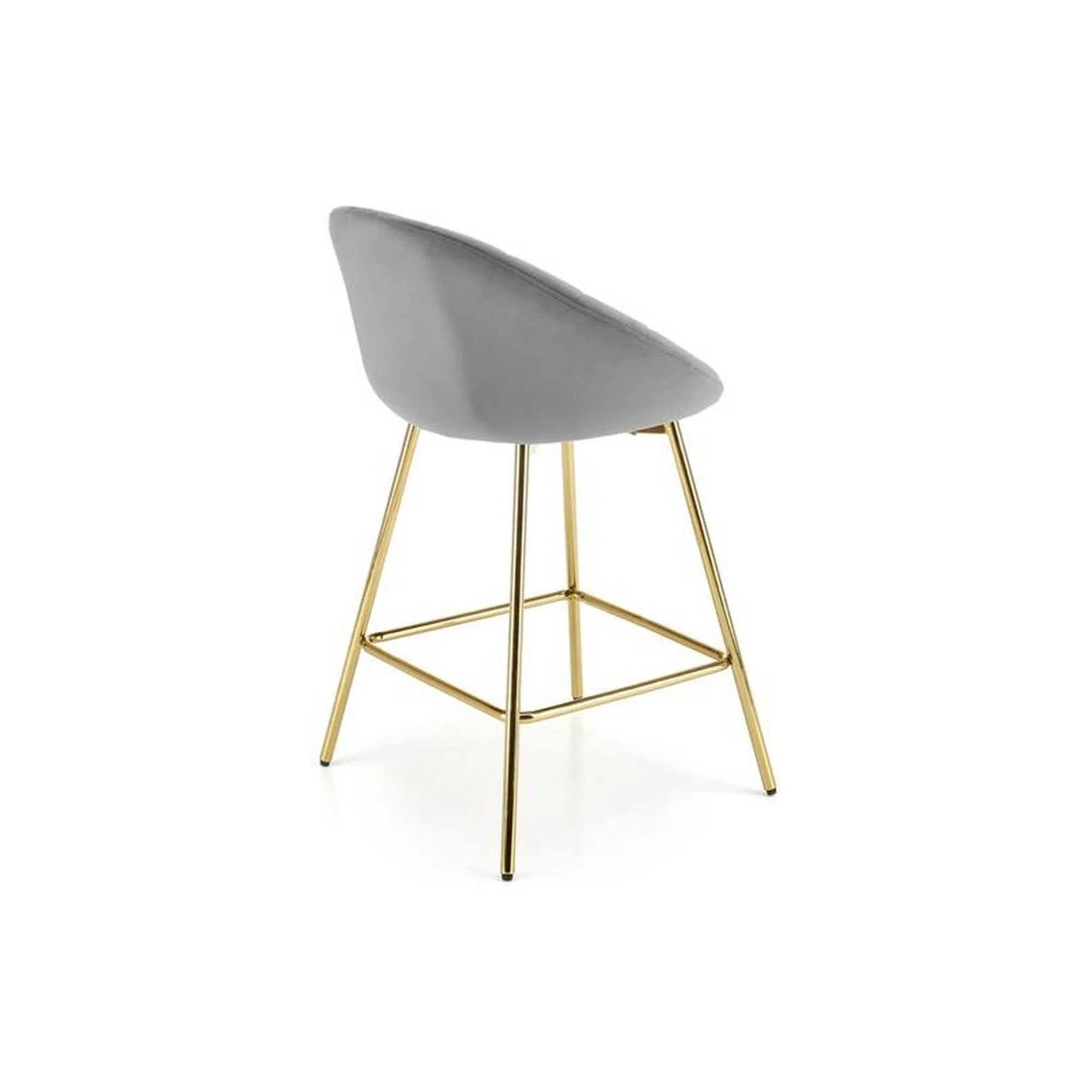 Scaun bar H112, gri/auriu, stofa catifelata/otel, 58x52x87 cm