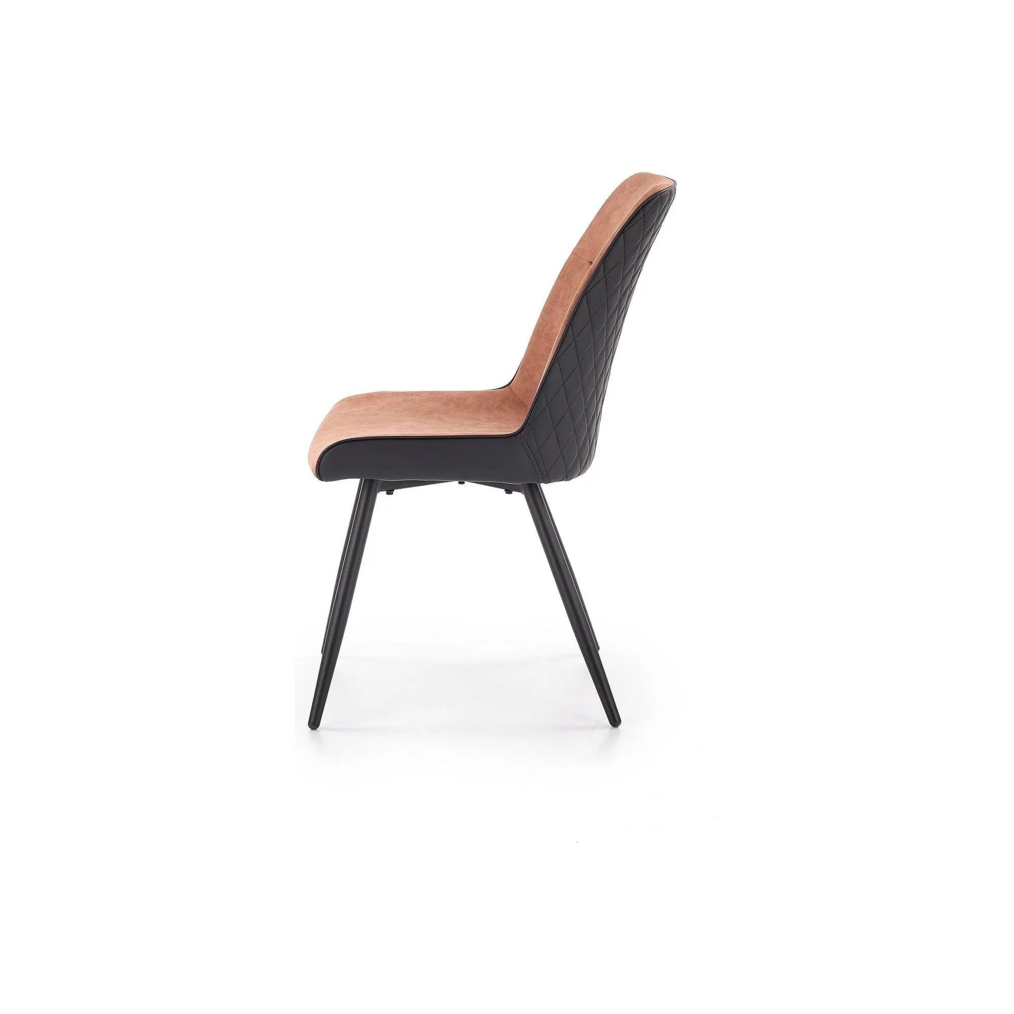 Scaun tapitat K323, maro/negru, piele ecologica/metal, 45x59x88 cm