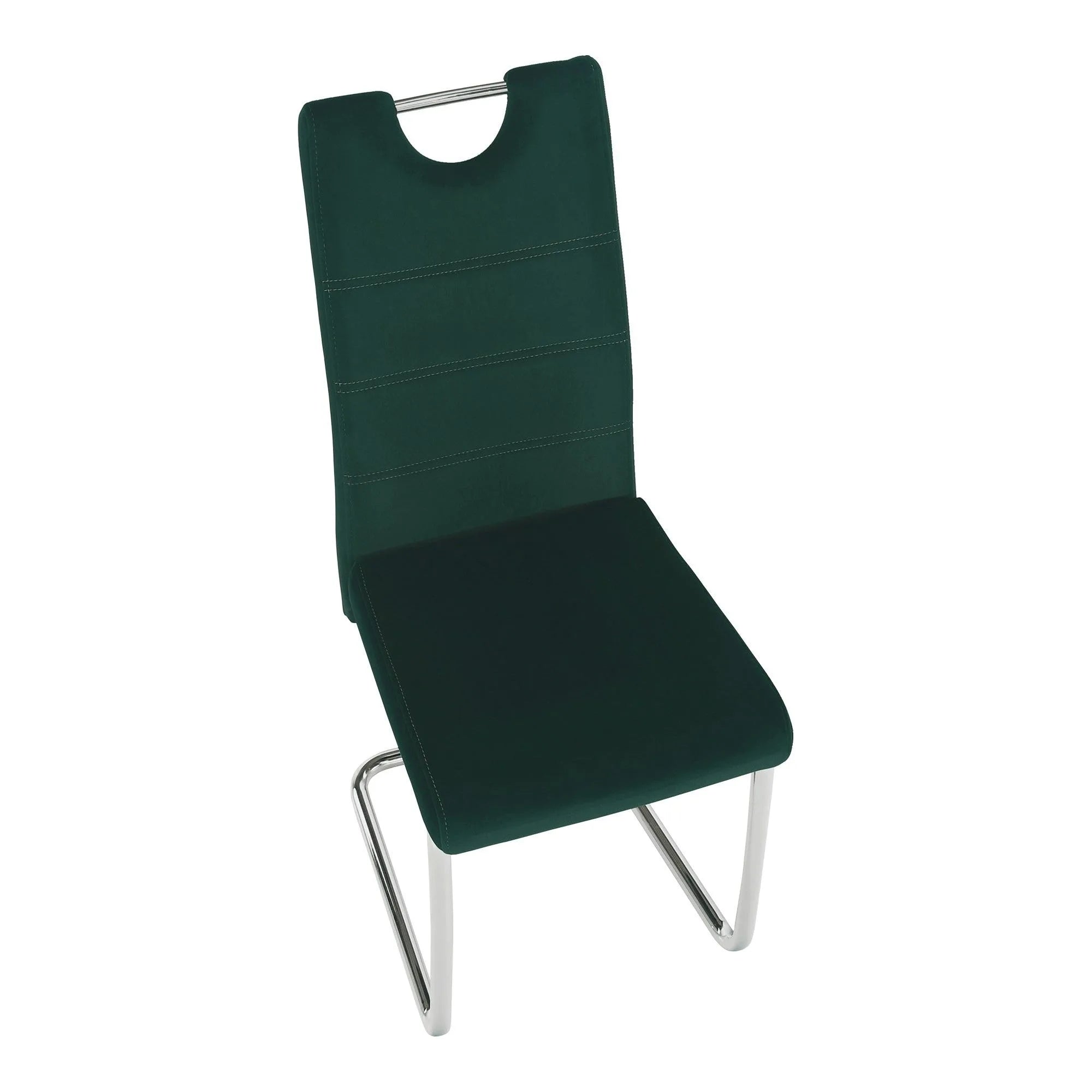 Scaun ABIRA NEW, verde smarald/crom, stofa catifelata/metal, 43x44x96 cm