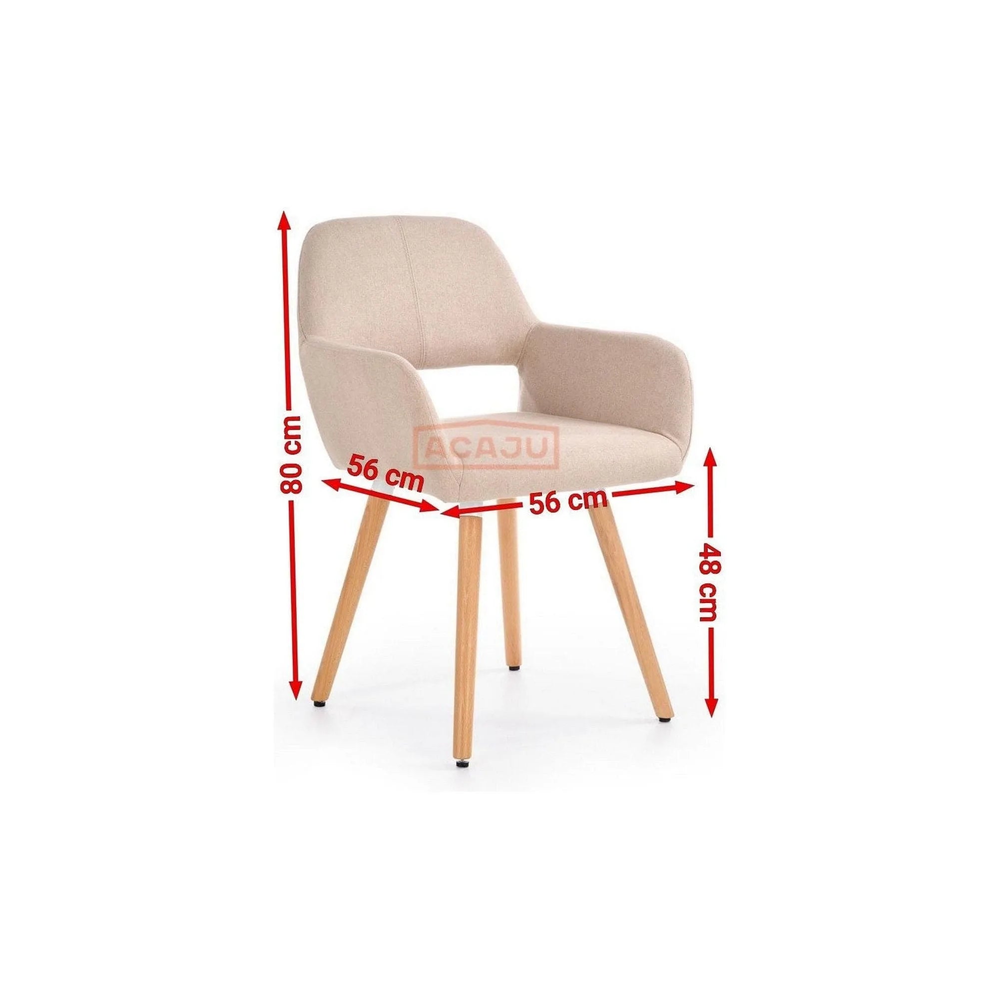 Scaun K283, bej/stejar, stofa clasica/lemn, 56X56X80 CM