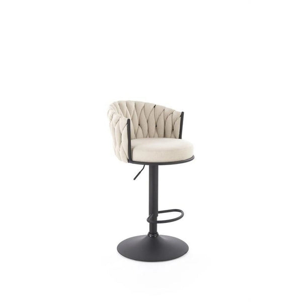 Scaun bar H125, bej - Nea 25, stofa clasica/otel, 53x54x90/105 cm