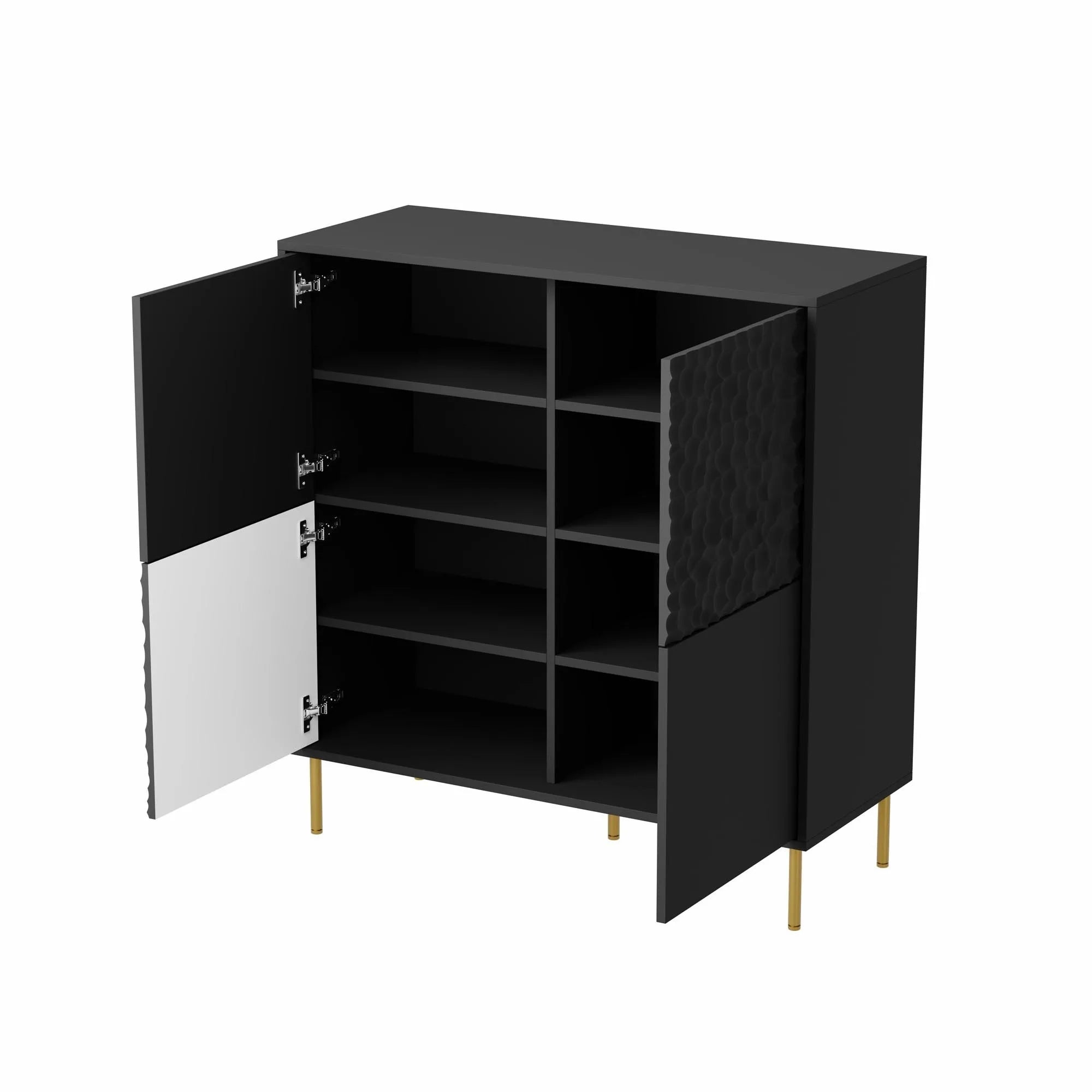 Comoda BULLET, negru/auriu, PAL laminat, 100x41x105 cm